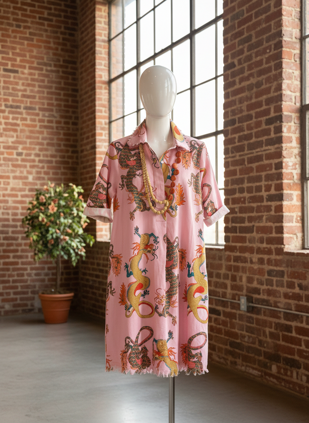 DIZZY LIZZIE CHATHAM POWDER PINK DRAGON DRESS