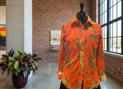 DIZZY LIZZIE CAPE COD TUNIC ORANGE WITH DRAGON PRINT 4949-R954