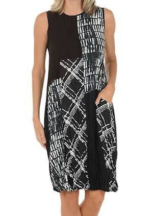 SHANA CRUSHED MOCK NECK MIX MEDIA DRESS