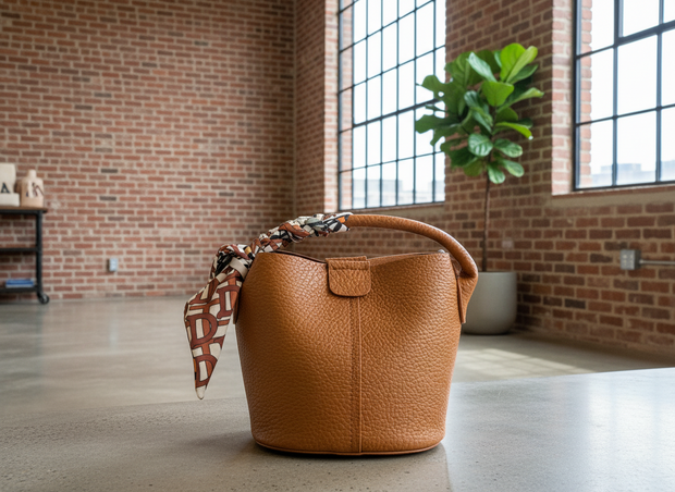 BC SMALL TAN BAG WITH ZIPPER BAG INSIDE AND SCARF