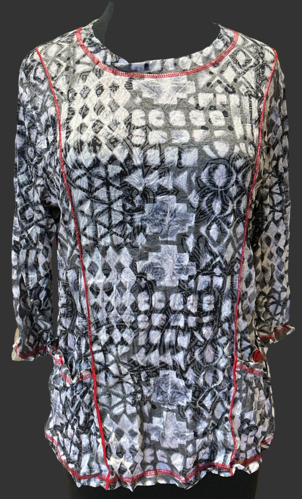SHANA CRINKLE 2 POCKET STITCH TOP