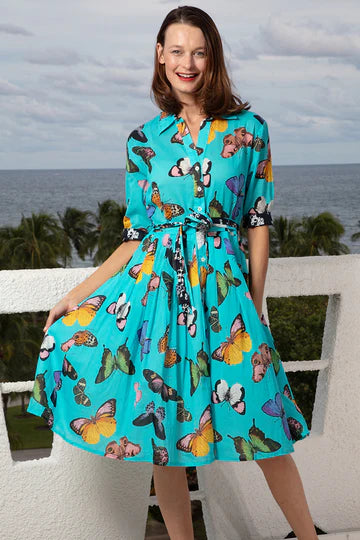 Dizzy Lizzie Mrs. Maisel Turquoise Butterflies Dress