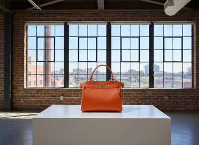 GERMAN FUENTES ORANGE LEATHER SATCHEL HANDBAG