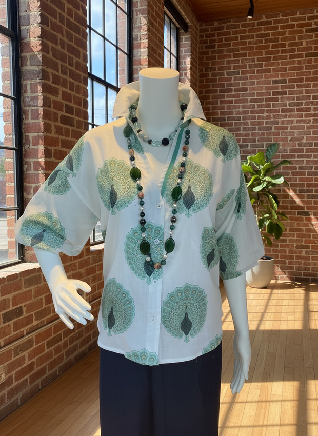 DIZZY LIZZIE MILANO WHITE PEACOCK TOP