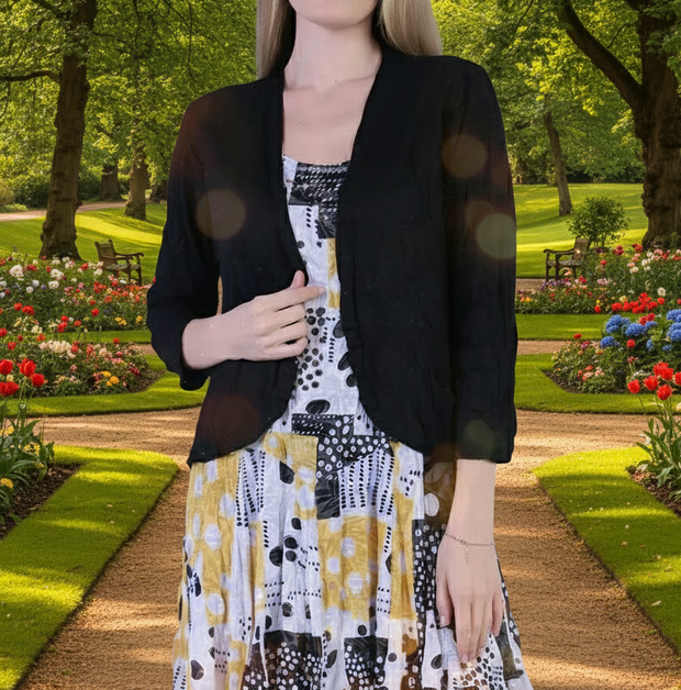 SHANA BLACK CRINKLE CARDIGAN