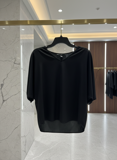 UP SLICK BLACK V NECK TOP