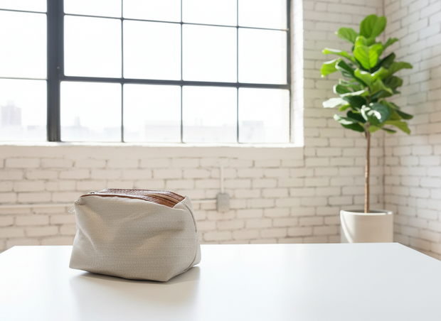 BC SMALL TAN BAG WITH ZIPPER BAG INSIDE AND SCARF