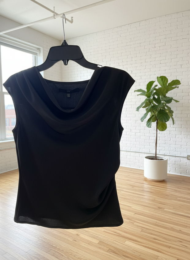 UP SLICK BLACK COWL NECK TOP