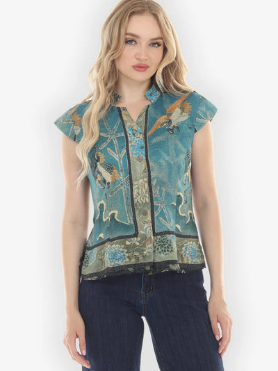 CITRON CRANE FLORAL TOP