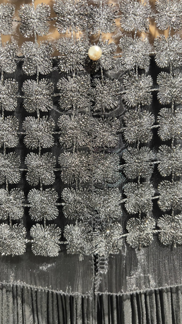 ELLYNDALE Short Lace Organza Shirt with 3/4 sleeves Black