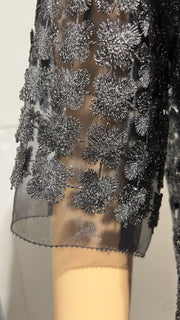 ELLYNDALE Short Lace Organza Shirt with 3/4 sleeves Black