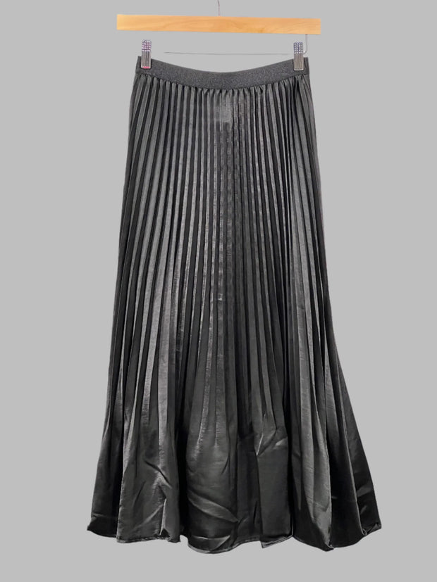 ELLYNDALE Pleating Crushed Sateen Skirt Black O/S