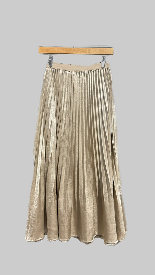 ELLYNDALE Pleating Crushed Sateen Skirt Champagne O/S