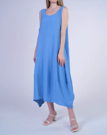 SHANA SLEEVELESS BLUE DRESS WITH POCKETS