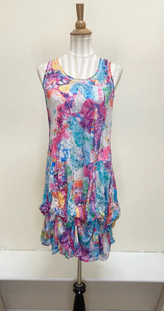SHANA SLEEVELESS MULTI FLORAL PINK DRESS