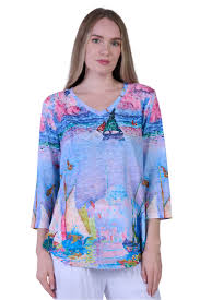 SHANA SAILBOAT WATERCOLOR TOP