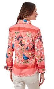Dizzy Lizzie Tizzie Cape Cod Tunic Orange w Butterflies