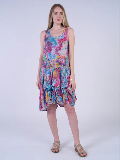 SHANA SLEEVELESS MULTI FLORAL PINK DRESS