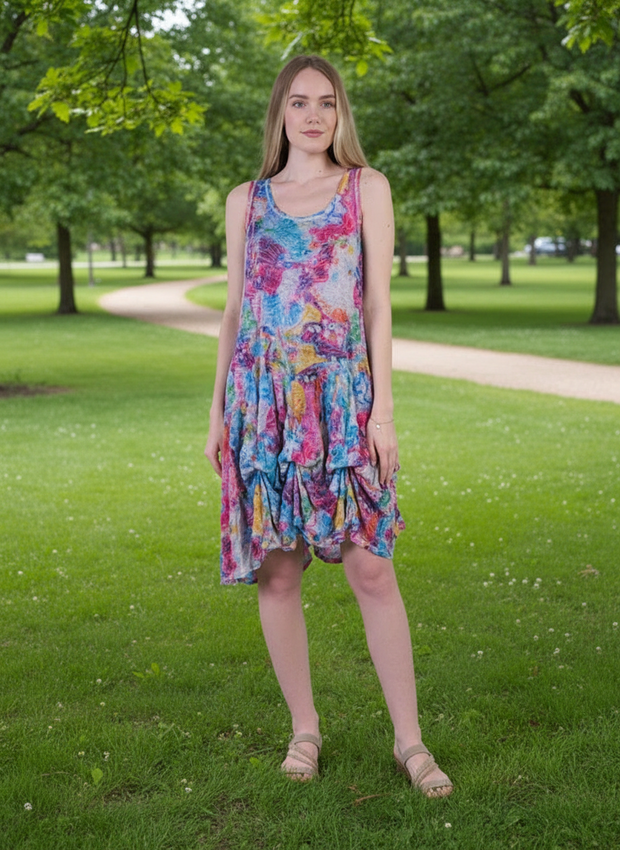 SHANA SLEEVELESS MULTI FLORAL PINK DRESS