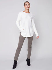 Charlie B Knit Sweater with Lace Up Back Detail