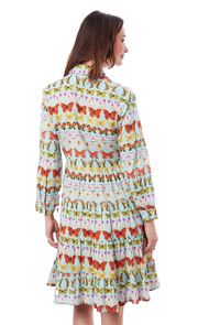 DEL RAY MULTI TIER DRESS TURQUOISE BUTTERFLIES