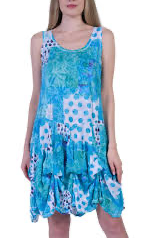 SHANA AQUA SLEEVELESS DRESS WITH HANKY HEMLINE