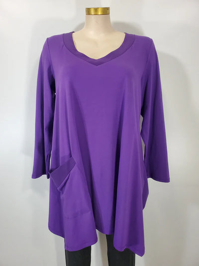 Luukka Purple Cotton Knit Draped Tunic Style # LUKA22KO116