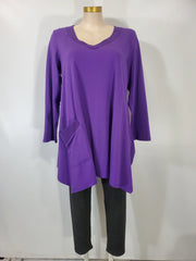 Luukka Purple Cotton Knit Draped Tunic Style # LUKA22KO116