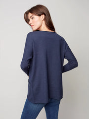 Charlie B Long Sleeve Sweater style # C2385R/464A color 011 Denim
